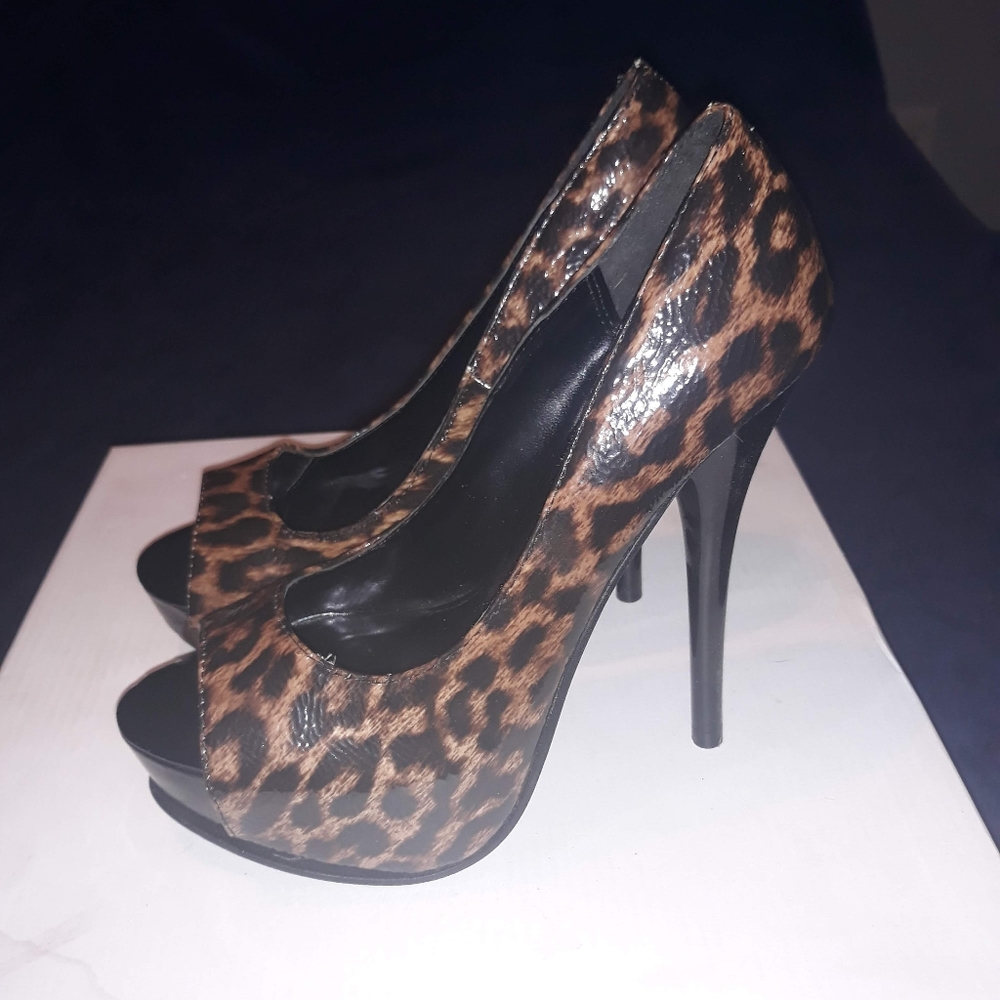 Cheetah Open-Toe Heels